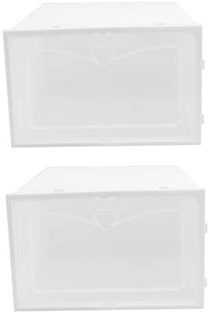 Alipis Caja De Zapatos para Hombre Transparente, Plástico Grueso, Tipo Cajón Tapa Abatible, Capacidad Amplia, Diseño Práctico para Organizar Calzado El Hogar, Paquete De 2 Unidades, Color Blanco