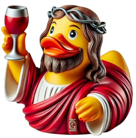 Generisch Jesus Ente Christliche Geschenke 9 cm Jesus Gummiente Statue Harz Lustige Jungfrau Maria Ente Figur Schreibtisch Ornament Christliches Deko