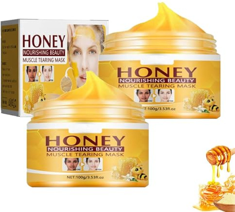 Honey Peel Off Maske Gesicht,Honey Tearing Masks, Honey Tear off Mask Peels Mask, Honeys Tearing Peel Maske Oil Control Deep Cleaning & Pores Shrink,Blackhead & Dead Skin Remover for Men Women (2PC)