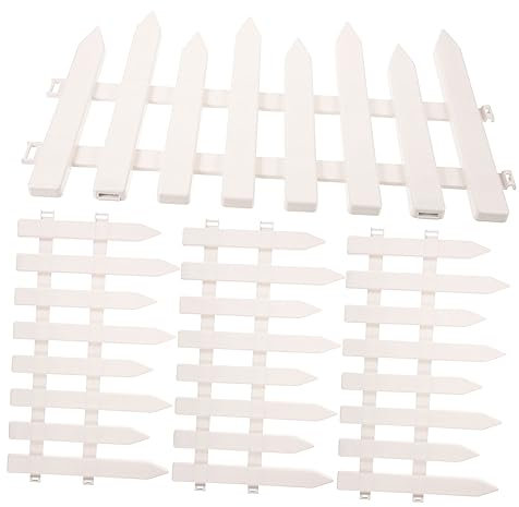 DOITOOL 4pcs Plastic Garden Fence Edging Decorative Picket Fence for Lawn Garden Border Temporary Fencing Panels