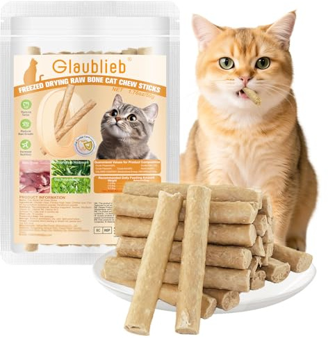 50g Bastoncini Masticabili Liofilizzati per Gatti, Snack per Gatti per Contro Alito Cattivo e Accumulo di Tartaro