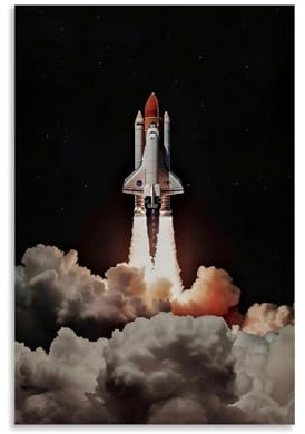 HRUERYWRBTT Space Shuttle Poster, ästhetische Wandkunst, Leinwand, Vintage-Poster, dekoratives Gemälde für Wohnzimmer, Schlafzimmer, Dekoration, 30 x 45 cm, ungerahmter Stil
