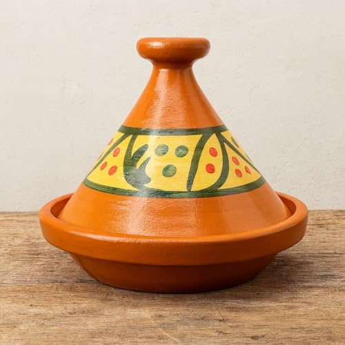 Tajine XL 35 cm Terracotta Hand Painted - Traditional Moroccan/Tunisian Pot + Free Ebook 3107251006