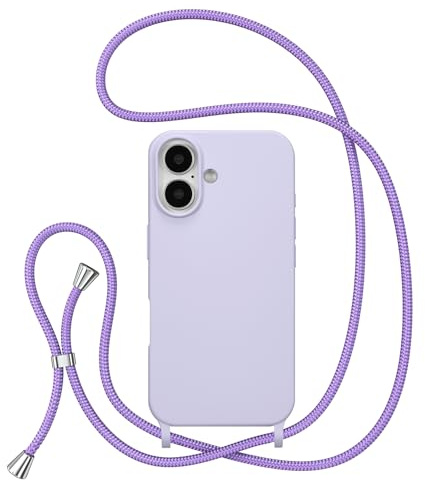 ZTOFERA Handyhülle mit Band für iPhone 17 (6.3), Lila | Liquid Silikon Handyhülle mit Kordel, Verstellbarem Handykette, Stoßfeste Schutzhülle mit Kette zum Umhängen, Necklace Hülle
