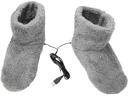 Beheizbare Hausschuhe Damen & Herren –Elektrische Fußwärmer Weiches Fleece, Waschbar & Sicher, Perfekt für Zuhause, Büro & Wintergeschenk (Grau,27 * 9 * 9cm)