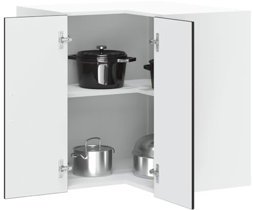 Teenpull Küchen-Eckhängeschrank Porto Schwarz Holzwerkstoff 57x57x60 cm, Stauraumschrank Vorratsschrank, Küchenschrank mit Türen, Küchen Vorratsschrank