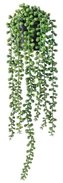 Kellegour Plantas Artificiales Colgantes con Maceta,Enredadera Artificial Colgante,Plantas Artificiales,Cadena de Perlas,para Paredes,Estanterías,Dormitorios,Jardín,Decoración Exterior,Habitaciones