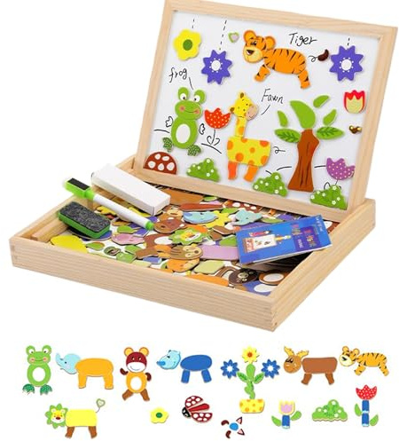 Pizarras Magnéticas Para Niños - Tablero De Escritura De Madera - Juguetes De Aprendizaje Con Actividades De Pintura - Juego De Pizarra Educativa Para Preescolar, Escuela, Niños, Niñas, Aula, Jardín D