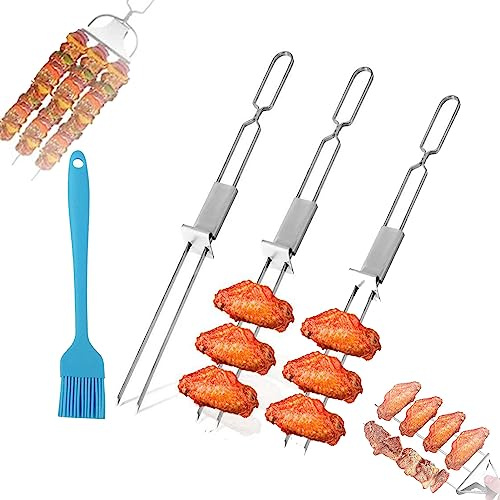 Spiedini per griglia con barra di scorrimento per grigliare all'aperto, perfetti per feste barbecue