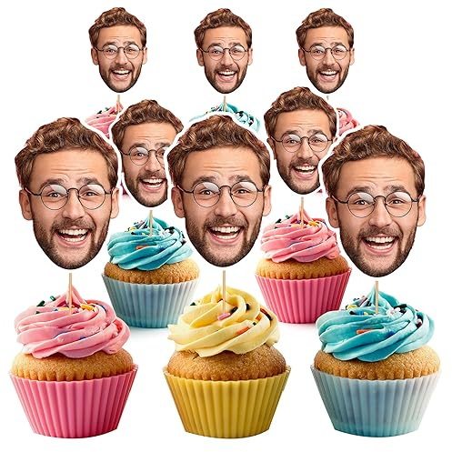 Personalised Cupcake Toppers Photo Face Faces Custom Cake Topper Hen Do Party Decorations Stag Night Bachelorette Groom Face SPDHEN