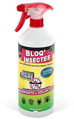 Bloq'Insect barrage aux insectes 1L | Pulvérisateur anti insecte intérieur extérieur | Élimine moustiques,fourmis,mouches