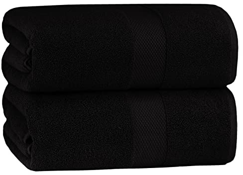 COTTON CRAFT Hotel Spa Luxury Bath Sheet - 2 Pack - Oversized Extra Large 40 x 80 - Heavyweight 700 GSM 2 Ply Ringspun Cotton - Soft Absorbent Everyday Use Home Bath Easy Care Towel Set - Black