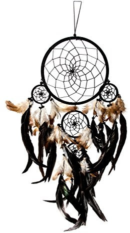 Kascha Traumfänger/Dreamcatcher - 70cm x 21cm Schwarz - 5 Ringe