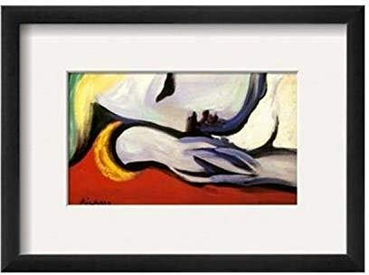 BUY ART FOR LESS Gerahmt im Ruhezustand, gerahmt von Pablo Picasso, 38,1 x 28,9 cm, Kunstdruckposter Ruhende Frau