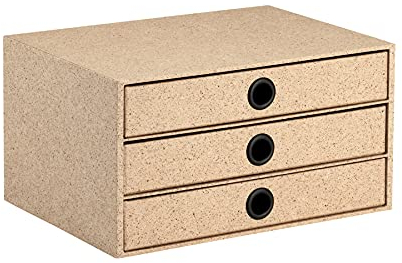 Rössler 15241382003 - Cacao - Schubladenbox 3 Fächer für DIN A4, 250x343x185 mm, aus Kakaopapier