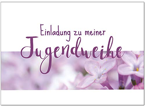 10 x Einladungskarten zur Jugendweihe mit Umschlag/Rosa lila Flieder für Mädchen Blumen/Jugendweihekarten/Einladungen zur Feier