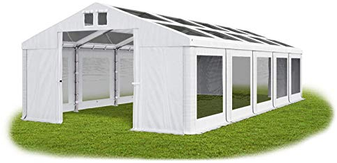Das Company Tenda per Feste bianco 5x10m Tetto e Lati Trasparenti Impermeabile 580 g/m2 PVC Costruzione Summer