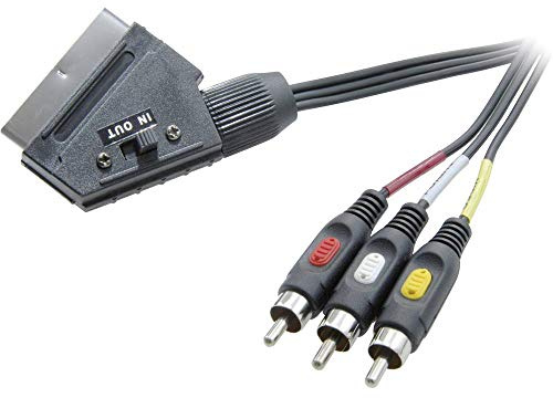 Speaka Cable de conexión profesional SCART/Composite RCA TV, receptor [1 x conector euroconector – 3 conectores RCA, 2 m Sc