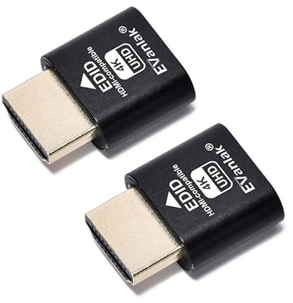 EVanlak HDMI Dummy Plug Headless Ghost Display Emulator Premium Aluminum PC（Fit Headless-3840x2160@60H New 3RD）-2Pack