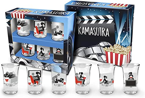 Kamasutra Schnapsgläser 6er Set - Lustige Schnapsgläser mit Posen zum Herausfordern, Spielen und Spielen mit Ihrem Partner