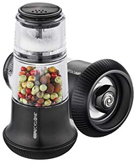 GEFU X-PLOSION® Pfeffermühle mit Salzstreuer – CYCLONE® Keramikmahlwerk, stufenlos einstellbar, nachfüllbar, 2in1 Gewürzbehälter, edles Küchendesign