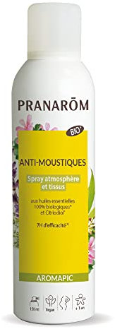 Pranarôm - Spray Anti-Moustiques aux Huiles Essentielles Bio - Aromapic - Spray Atmosphère et Tissus 150 ml
