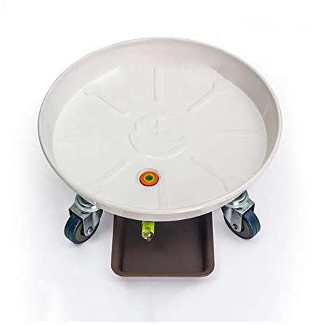 MESURE Pflanzenroller Rund Metall, Rollender Stahl-Pflanzgefäß-Caddy, Runder Topf-Pflanze-Ständer Mit Rädern, Pflanzenpot-Paletten-Dolly-Zaubernaster Mit Eisenrädern Und Ablaufloch