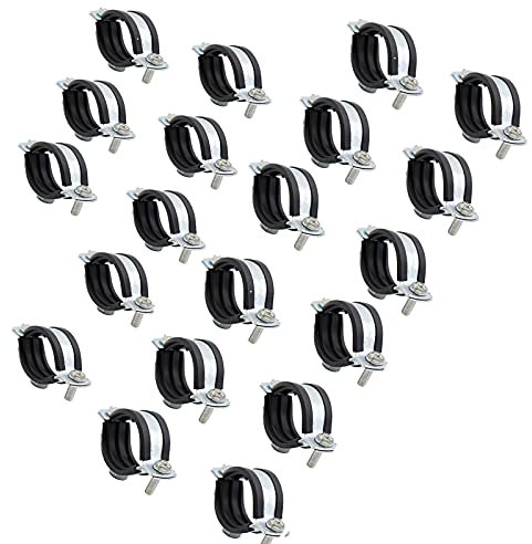 20 Pcs Rubber Lined P Clips Zinc Plated Metal P Clips Stainless Steel Hose Clamps Worm Drive Pipes Clamps for Wire, Cable,80mm