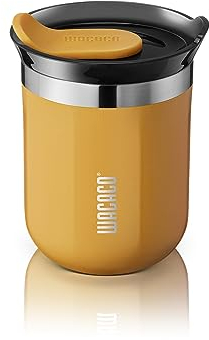 WACACO Octaroma Classico Taza de Café para Llevar de Aislamiento al Vacío, Vaso de Viaje de Acero Inoxidable de Doble Pared conTapa para Beber a Prueba de Fugas, 6 fl oz (180ml), Amarillo