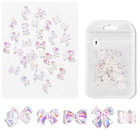 GUMEI Nail Art Sticker 30pcs 3D Harz Bogen Nagel Dekoration Schmetterling Bowknot Nägel Charms Art Designs