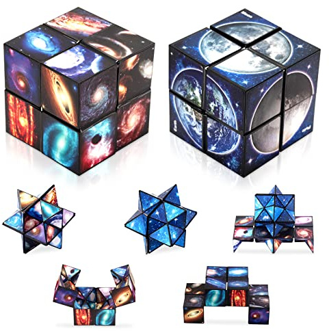 KATELUO 2 in 1 Zauberwürfel, Sternenklarer Himmel Infinity-Würfel, 3D-Puzzle-Würfel, Transforming Cubes Toys für Stress und Angst Linderung Entspannendes Spielzeug, Lernspiel Geschenke