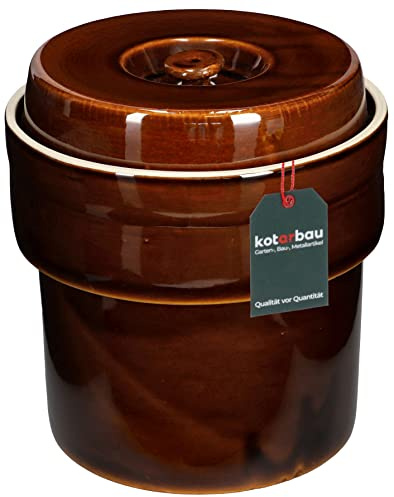 KOTARBAU® Keramiktopf mit Hermetisch Verschließbar mit Deckel Steinguttopf Sauerkrauttopf 5L