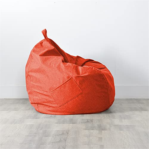 Highdi Bean Bag No Filler for Adult, Gaming Beanbag Chair Cover Kids Without Filling Highback Comfortable Lazy Sofa Beanbag Soft Toy Storage Bean Bag Seat (90x100cm,Orange)