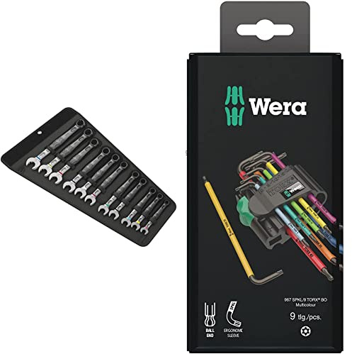 Wera 05020231001 6003 Joker 11 Set 1 Combination Wrench & 967SPKL/9BO Multicolour TX-Key Set, TX8 - TX40, 9pc, 05073599001