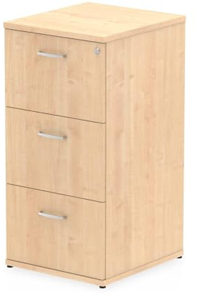 OPO Impulse Freestanding 2/3/4 Drawer Storage Contract Filing Cabinet with Anti-Tilt Mechanism & Lockable Office | Heat Resistant Beech Melamine Finish Maple 3 Drawer