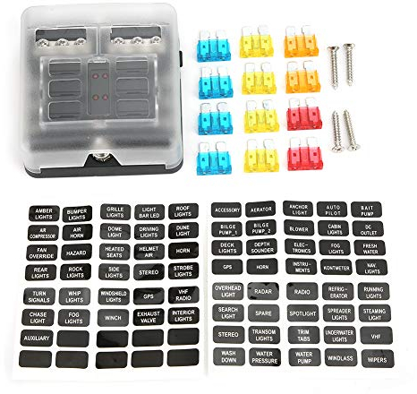 Sicherungskasten für Flachsicherungen, automatischer 6-Wege-Sicherungsblock für Auto, Standard ATO ATC, 12 V-32 V, Sicherungsblatt, mit LED-Anzeige, Schutzabdeckung für Boote