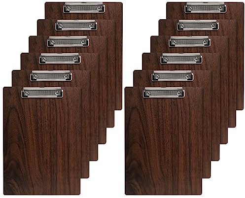 GUOKOFF Klemmbrett Holz A5, 12 Stück Klemmbrett A5 mit Metalklemme | Zwischenablage Schreibblock, Hartplatten Klemmbrett A5, Schreibbrett Pad Halter Clipboard DIN A5 Für Schule, Büro