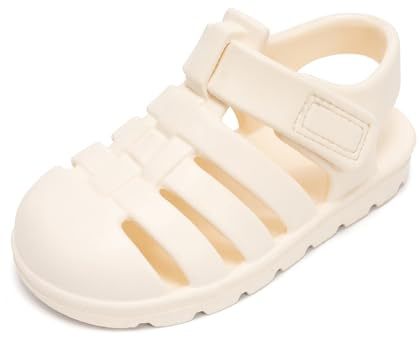 Luffymomo Unisex-Child Closed-Toe Sandals Summer Sport Lightweight Sandal EVA Outdoor Water Shoes for Boys and Girls(Little Kid/Toddler) (6 M US Milk White Toddler)