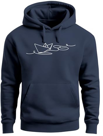 Neverless® Hoodie Herren Boot Polygon Papier-Schiff Origami Aufdruck Print Kapuzen-Pullover Männer Fashion Streetstyle