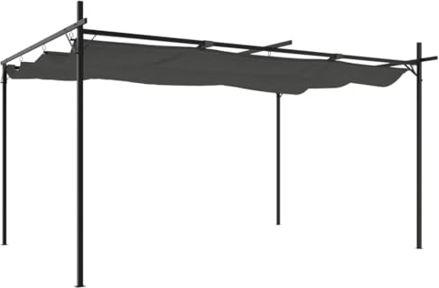 vidaXL Pergola, Pavillon mit Schiebedach, UV-beständig Überdachung Vordach für Garten Terrasse, Gartenpavillon Sonnnenschutz, Anthrazit 395x292x230 cm