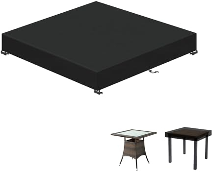 LAMUNI Tischplattenhülle 90x90x15cm Tischplatte Schutzhülle Outdoor Tisch Abdeckung Gartenmöbel Gartentisch Hülle Wasserdicht Gartentisch Abdeckung Winterfest Gartentischdecke Plane, Quadratisch