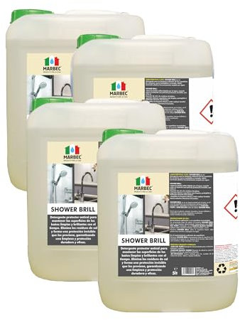 MARBEC SHOWER BRILL 5LTX4PCS Nettoyant protectif anticalcaire pour sanitaires, cabine de douche et ceramique
