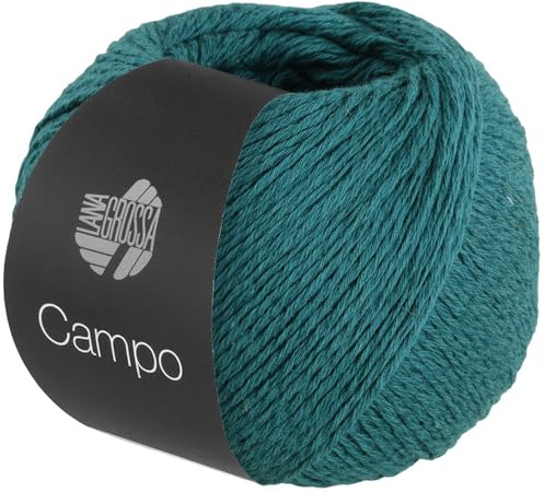 LANA GROSSA Campo | Feines, mehrfach verzwirntes Baumwoll-Mischgarn mit Struktur | Handstrickgarn aus 65% Baumwolle & 25% Viskose & 10% Leinen | 50g Wolle zum Stricken & Häkeln | 165m Garn FB 8