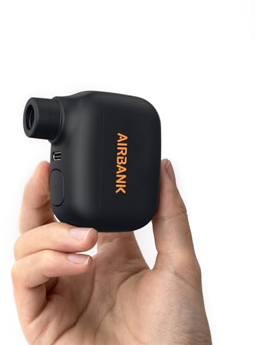 AIRBANK Mini Bike Pump Pocket SE, 100PSI Electric Bike Air Pump for Road Bike, Portable Bicycle Pump, Cordless Smart Bicycle Tire Inflator for Schrader & Presta Valve with Rechargeable Battery