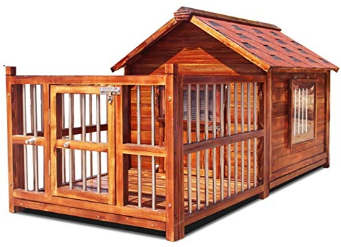 Zwinger für draußen, Hundehütte aus Holz, groß, wasserdicht, waschbar, Hundehütte für drinnen, für Katzen, Meerschweinchen, Welpen, Mückenschutz, leicht zu reinigen, Geschenk (braun, 144 x 69 x 88 cm)