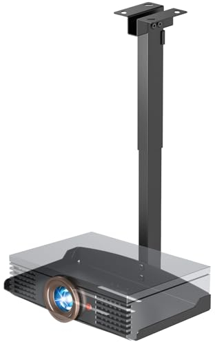 PUTORSEN Beamer Projektor Halterung - Höhenverstellbar Beamer Deckenhalterung oder Wandhalterung Installation ohne Bohrung,Verdeckte Kabelführung,Hält bis zu 10 kg,Schwarz