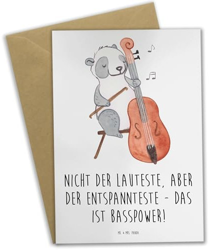 Mr. & Mrs. Panda Grußkarte Bassgitarre Entspannt - Geschenk, Groove, Musizieren, Instrumente, Bassist, Musiker, musikalische Akzente, Holzarten, Geschenkideen, Basspower, Musikliebhaber