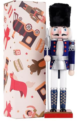 COMBIUBIU Christmas Decorations Wooden Nutcracker,30CM Traditional Festive Collectible Figures for Holiday Party Tabletop Fireplacefor - Christmas Decor Xmas Gift(blue)