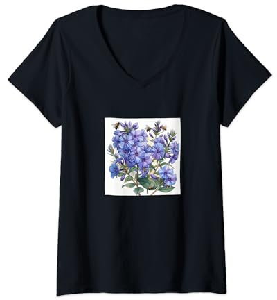 Womens Creeping Phlox Flower Blooming With Bees Around Graphic V-Neck T-Shirt