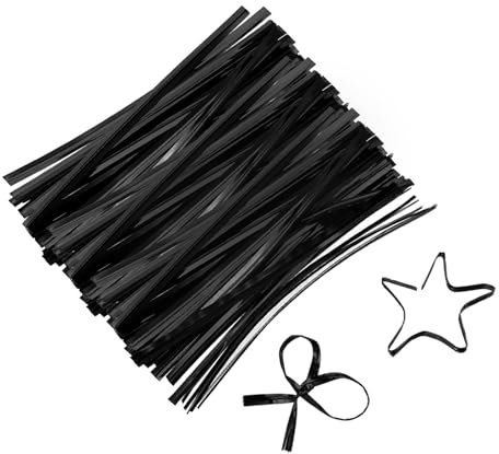 sourcing map Lot de 800 attaches torsadées métalliques de 7,6 cm, réutilisables avec revêtement en plastique pour boulangerie, sacs de bonbons, sacs de café, sacs à friandises, noir